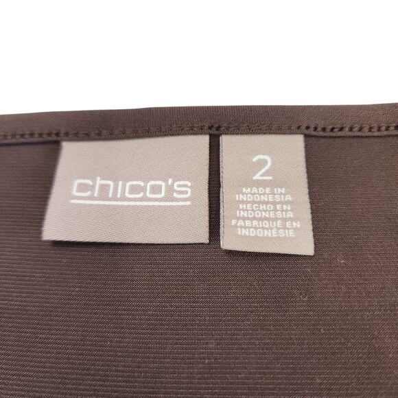 Chicos Womens Maxi Dress Size Large Chocolate Brown Cold Shoulder Stretch Travel - Picture 9 of 15